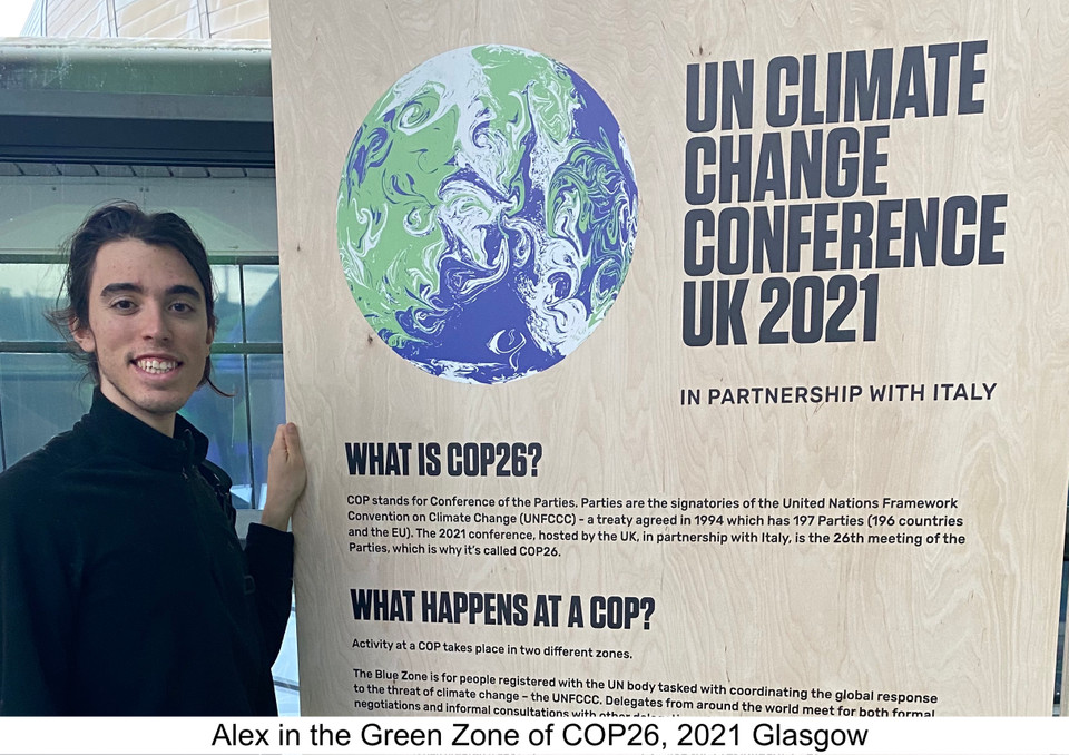 Alex in the Green Zone of COP26, 2021 Glasgow